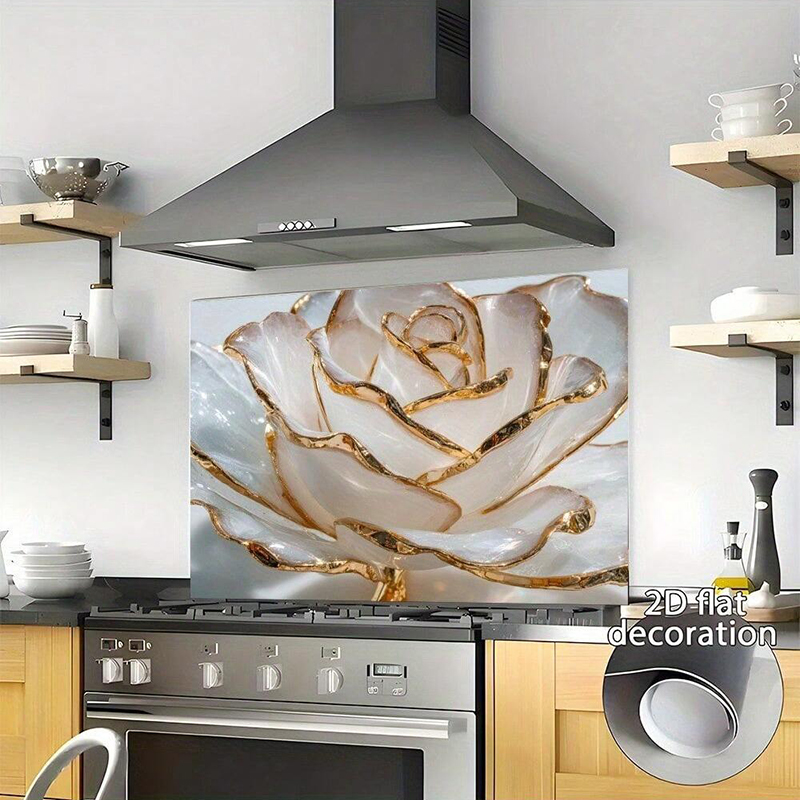 Interior Design Kitchen Modern - Papel Tapiz Gold-Edge Rose Luxuriöser Makro-Küchenwandaufkleber,