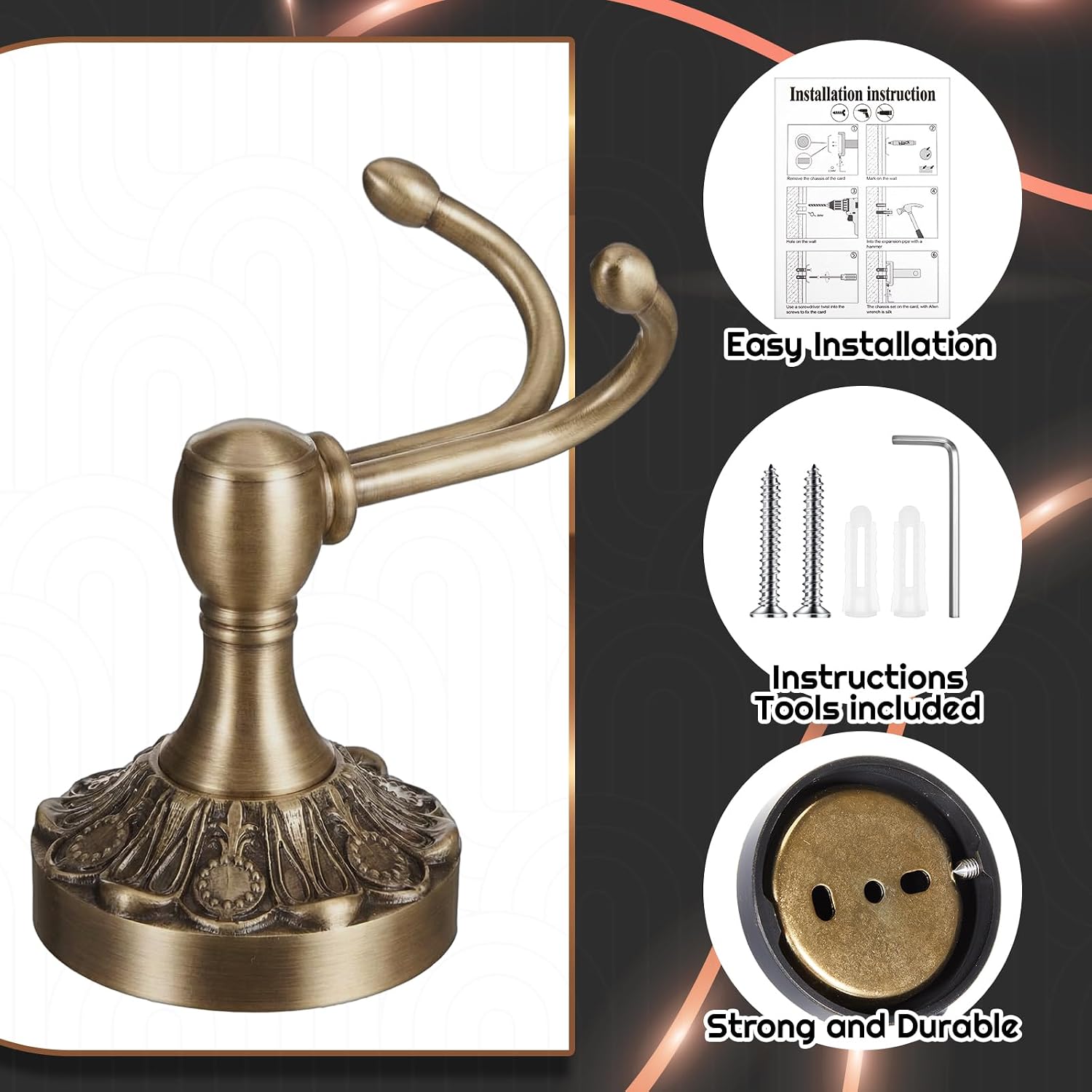 4er-Pack antike Wandhandtuchha – Antique Brass Hook Bewertung und Preis